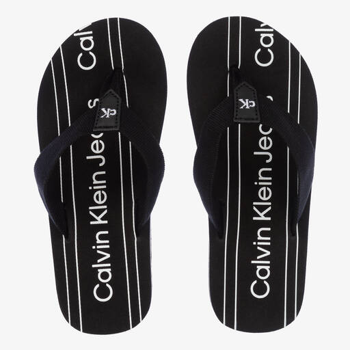 Calvin Klein Jeans-Tongs noires | Childrensalon Outlet