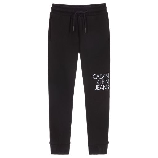 Calvin Klein Jeans-Black Organic Cotton Joggers | Childrensalon Outlet