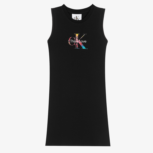 Calvin Klein Jeans-Black Rainbow Logo Tank Dress | Childrensalon Outlet