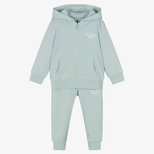 Calvin Klein Jeans-Blue Cotton Logo Tracksuit | Childrensalon Outlet