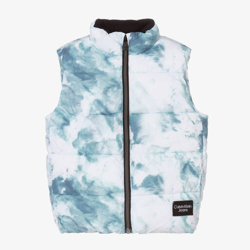 Calvin Klein Jeans-Blue Tie-Dye Puffer Gilet | Childrensalon Outlet