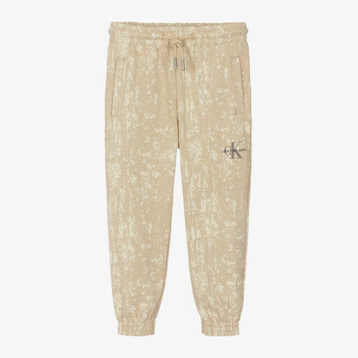 Calvin Klein-Boys Beige Acid Wash Cotton Joggers | Childrensalon Outlet