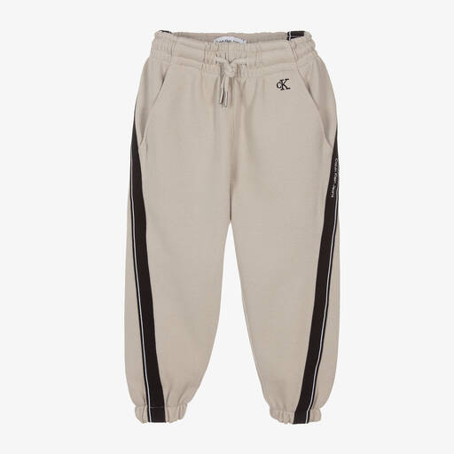 Calvin Klein-Boys Beige Cotton Joggers | Childrensalon Outlet