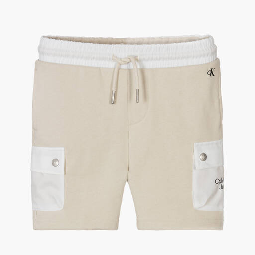 Calvin Klein Jeans-Boys Beige & Ivory Shorts | Childrensalon Outlet