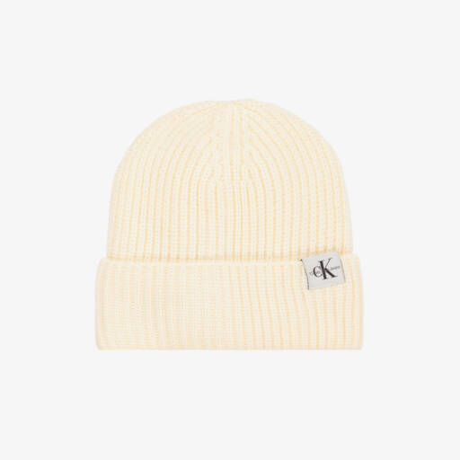 Calvin Klein-Boys Beige Knit Ribbed Hat | Childrensalon Outlet