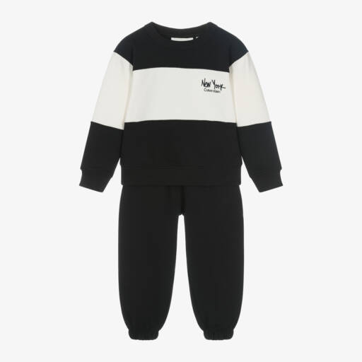 Calvin Klein-Boys Black and Ivory Tracksuit | Childrensalon Outlet