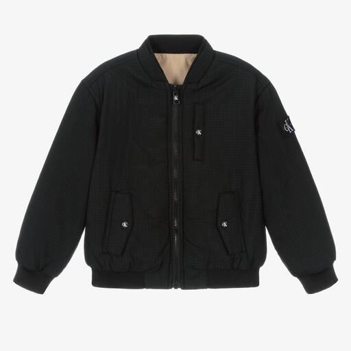 Calvin Klein-Boys Black & Beige Reversible Jacket | Childrensalon Outlet