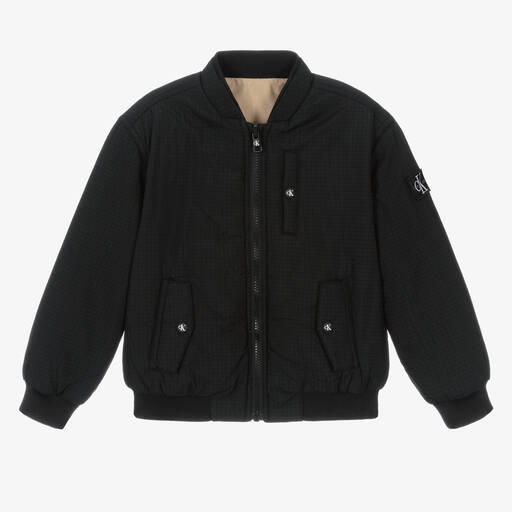 Calvin Klein-Blouson noir et beige réversible | Childrensalon Outlet