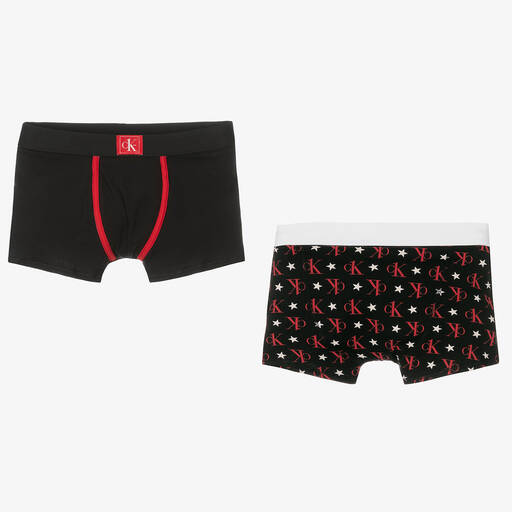 Calvin Klein-Boys Black Cotton Boxers (2 Pack) | Childrensalon Outlet