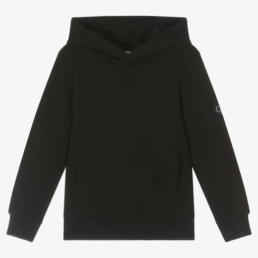 Calvin Klein-Sweat à capuche noir en coton CK | Childrensalon Outlet