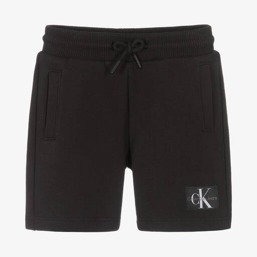 Calvin Klein Jeans-Boys Black Cotton Jersey Logo Shorts | Childrensalon Outlet