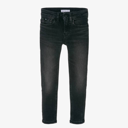 Calvin Klein-جينز سكيني قطن دنيم لون أسود للأولاد | Childrensalon Outlet