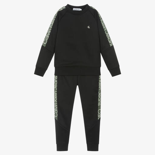 Calvin Klein-Boys Black & Green Tracksuit | Childrensalon Outlet