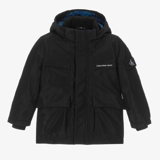 Calvin Klein-Черная утепленная куртка с капюшоном для мальчиков | Childrensalon Outlet