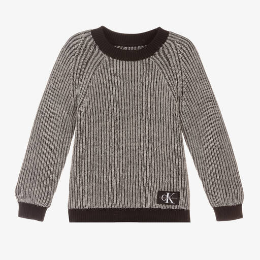 Calvin Klein Jeans-Boys Black Knit Sweater | Childrensalon Outlet