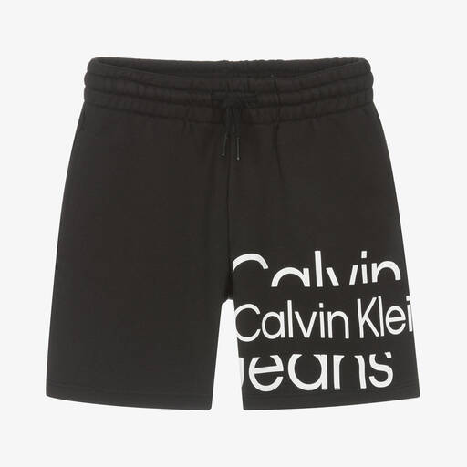Calvin Klein Jeans-Boys Black Logo Jersey Shorts | Childrensalon Outlet