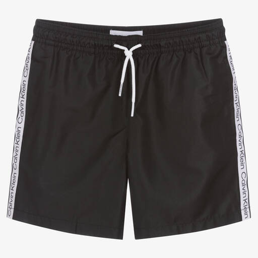 Calvin Klein-Boys Black Logo Tape Swim Shorts | Childrensalon Outlet