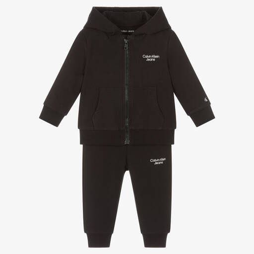 Calvin Klein Jeans-Boys Black Logo Tracksuit | Childrensalon Outlet