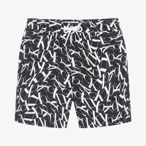 Calvin Klein-Boys Black Monogram Logo Swim Shorts | Childrensalon Outlet