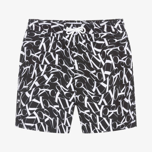 Calvin Klein-Short de bain noir à monogrammes | Childrensalon Outlet