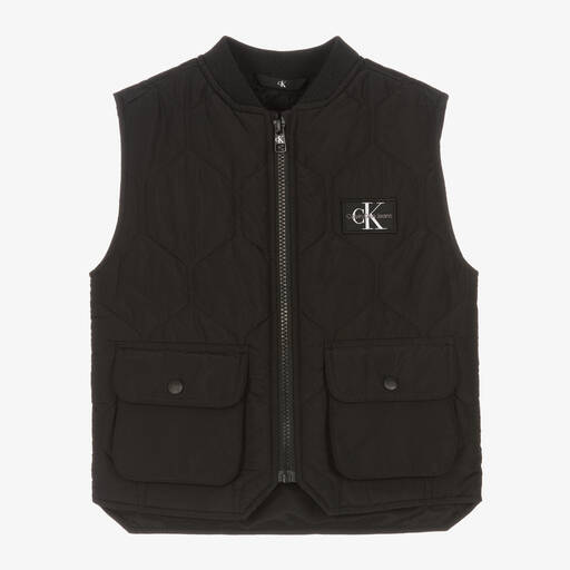 Calvin Klein-Boys Black Quilted Gilet | Childrensalon Outlet