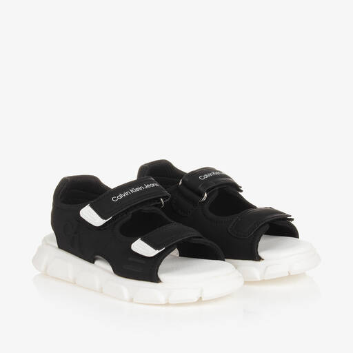Calvin Klein-صندل مطاط لون أسود وأبيض للأولاد | Childrensalon Outlet