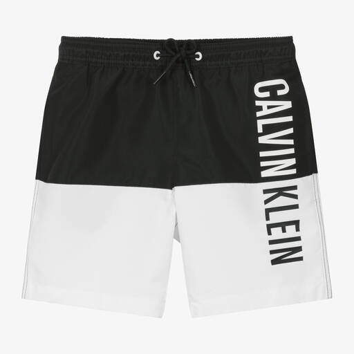 Calvin Klein-Boys Black & White Swim Shorts | Childrensalon Outlet