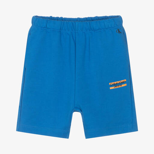 Calvin Klein Jeans-Boys Blue Cotton Logo Shorts | Childrensalon Outlet