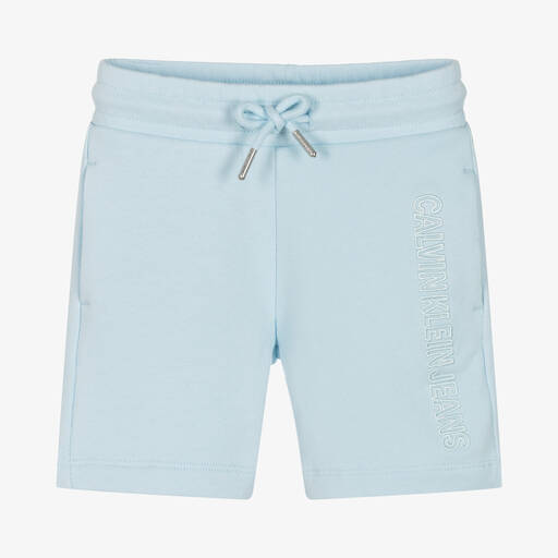 Calvin Klein Jeans-شورت قطن لون أزرق فاتح للأولاد | Childrensalon Outlet