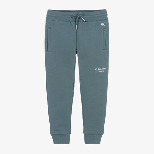 Calvin Klein-Голубые хлопковые джоггеры с монограммой | Childrensalon Outlet