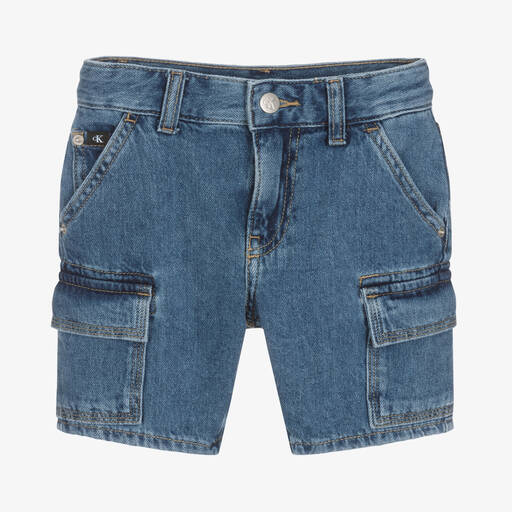 Calvin Klein Jeans-Boys Blue Denim Utility Shorts | Childrensalon Outlet