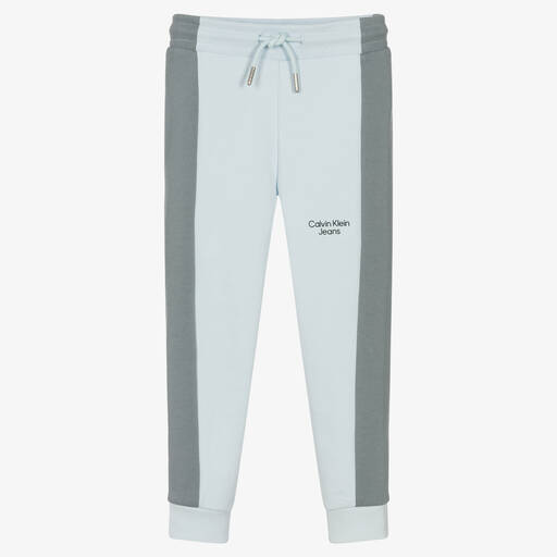 Calvin Klein Jeans-Bas de jogging bleu et gris garçon | Childrensalon Outlet