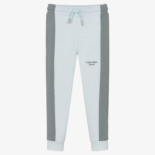 Calvin Klein Jeans-Boys Blue & Grey Logo Joggers | Childrensalon Outlet