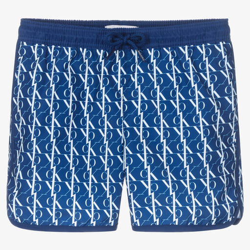 Calvin Klein-Boys Blue Logo Swim Shorts | Childrensalon Outlet