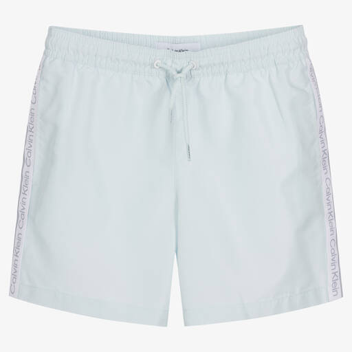 Calvin Klein-Boys Blue Logo Tape Swim Shorts | Childrensalon Outlet