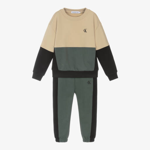 Calvin Klein-Boys Cotton Colour Block Tracksuit | Childrensalon Outlet