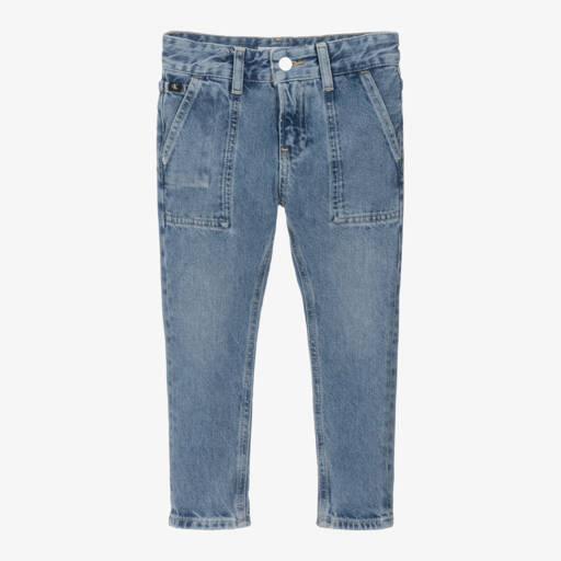 Calvin Klein-جينز بقصة داد قطن دنيم لون أزرق للأولاد | Childrensalon Outlet