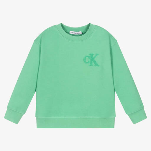 Calvin Klein Jeans-Grünes Piqué-Sweatshirt für Jungen | Childrensalon Outlet