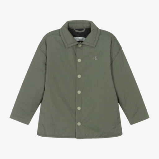 Calvin Klein-Boys Green Quilted Outerwear | Childrensalon Outlet