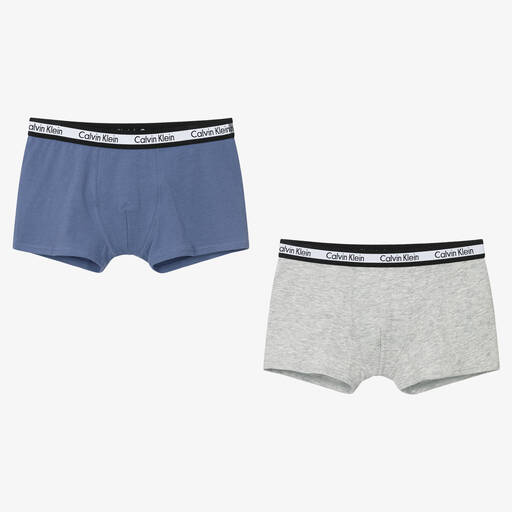 Calvin Klein-Boys Grey & Blue Boxer Shorts | Childrensalon Outlet