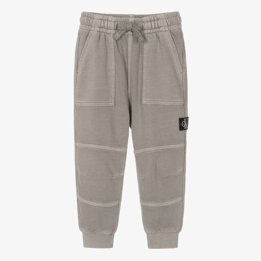 Calvin Klein-Boys Grey Cotton Joggers | Childrensalon Outlet