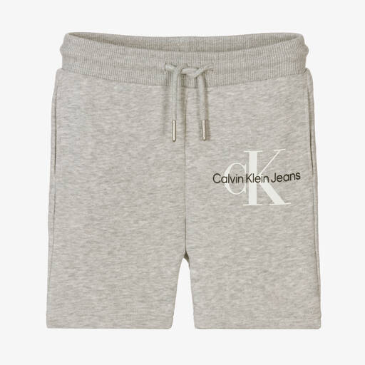 Calvin Klein Джинсы-Boys Grey Cotton Logo Shorts | Childrensalon Outlet