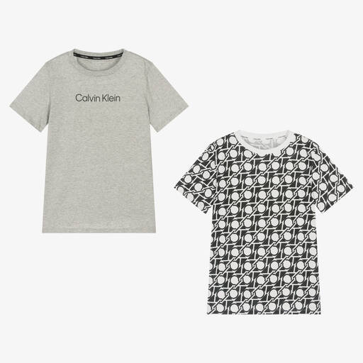 Calvin Klein-Boys Grey & White Logo T-Shirts (2 Pack) | Childrensalon Outlet