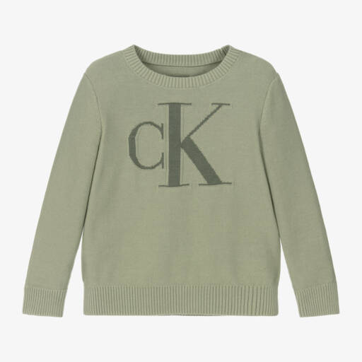 Calvin Klein-Boys Khaki Knit Cotton Pullover | Childrensalon Outlet