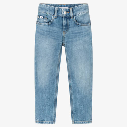Calvin Klein Jeans-Boys Mid-Blue Straight Leg Denim Jeans | Childrensalon Outlet