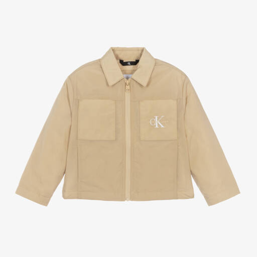 Calvin Klein-جاكيت بسحاب لون بيج للأولاد | Childrensalon Outlet
