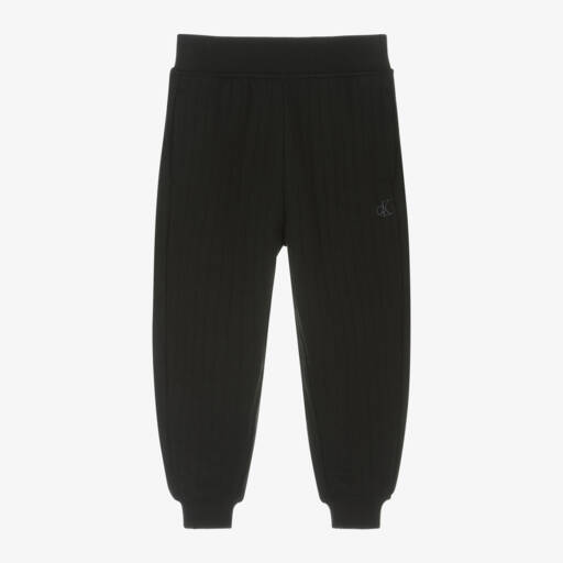 Calvin Klein-Boys Quilted Black Jersey Trousers | Childrensalon Outlet