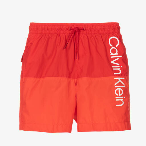 Calvin Klein-Boys Red Logo Swim Shorts | Childrensalon Outlet