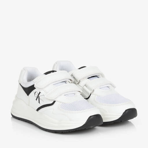 Calvin Klein-Boys White Mesh Velcro Trainers | Childrensalon Outlet