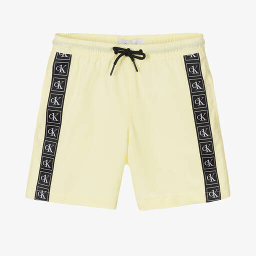 Calvin Klein-Boys Yellow Logo Swim Shorts | Childrensalon Outlet